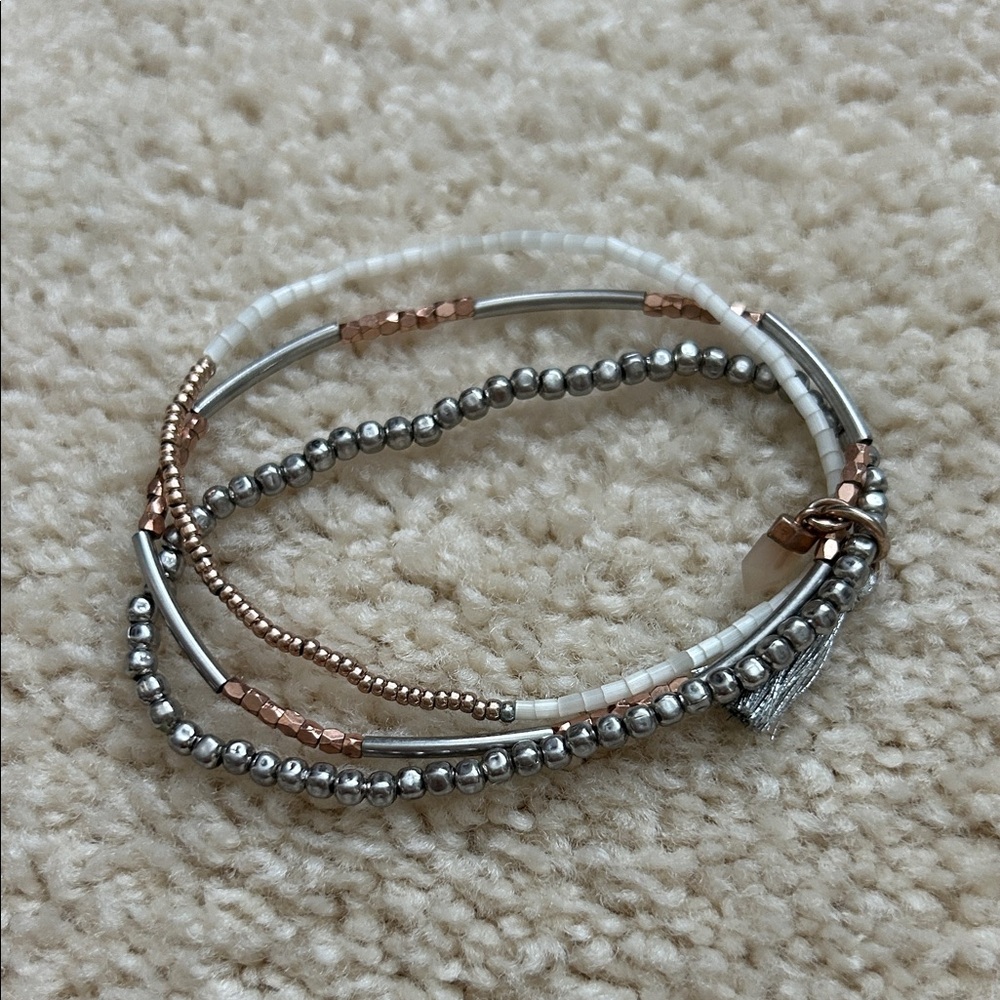 Stella & Dot Silver and Rose Gold Multi-Strand Bracelet